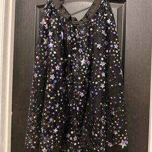 Unique vintage Black Star Skirt with Colorful Sequins